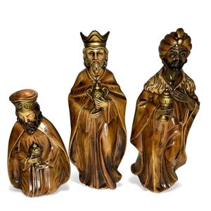 Vintage Set of Three Kings Wisemen Nativity Composition Figures Made in Japan